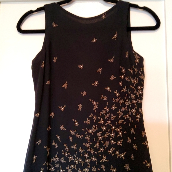 Ann Taylor 100% Silk Black Floral Dress Vintage Size 2P - Picture 4 of 8